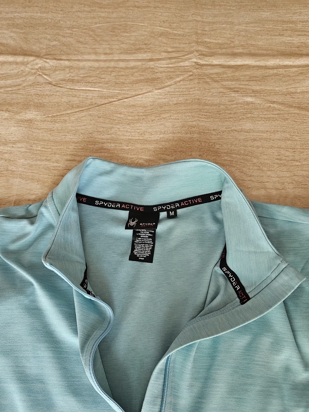 Spyder Active Aqua Mint Heathered 1/4 Zip Pullover Jacket Size M Thumbholes - Picture 8 of 13
